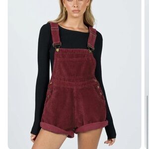 Women's Burgundy Corduroy Overalls